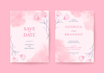 Beautiful, sweet and romantic pink Wedding invitation template