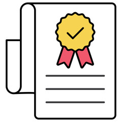 Badge on folded paper depicting degree icon