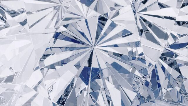 Diamond rotating with refractions and dispersion 4K video. Large clear diamond. 3d illustration