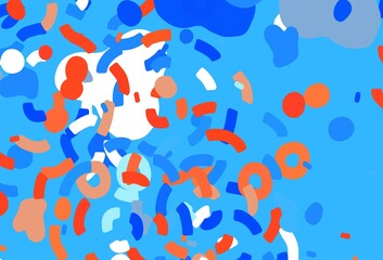 Light Blue, Red vector template with chaotic shapes.