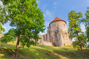 Old town, city, castle and park in Cesis, Latvia