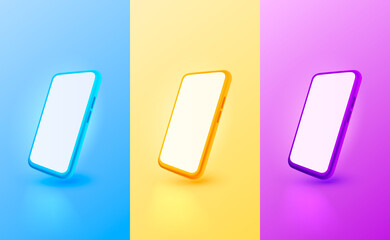 Smartphone color mobile screen, technology mobile display light. Vector