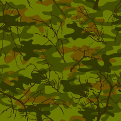 Forest camouflage. Tree branches. Nature.