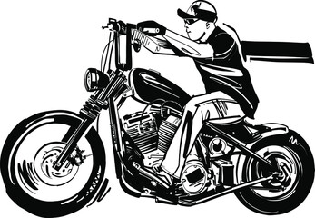Fototapeta na wymiar the man riding a motorcycle