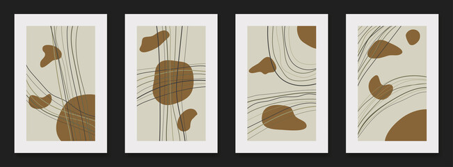 Set of contemporary abstract wall art geometric shape posters vector illustration