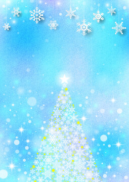 クリスマス イルミネーションのシンプルな風景　ブルー