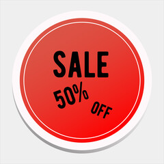 Red sticker for sales. % off