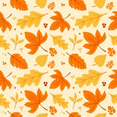Fototapeta na wymiar Autumn leaves Illustration pattern Vector