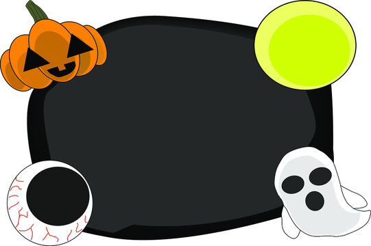 halloween background include full moon spooky orange pumpkin blood eyeball white ghost, Vector illustration night happy invitation,frame template
