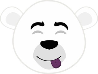 Vector emoticon illustration of the face of a cartoon polar bear with a happy expression