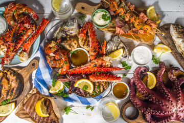 BBQ grilled fish and seafood