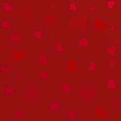 Red heart shapes on red background vector illustration