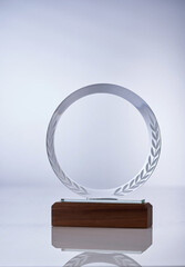 crystal trophy on gray  background
