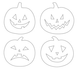 Spooky pumpkin face coloring vector illustration	
