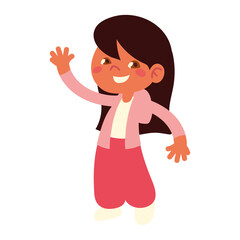 little girl waving hand