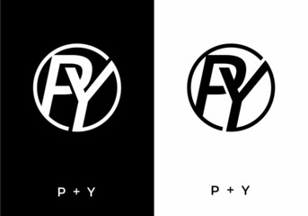 Black and white color of PY initial letter