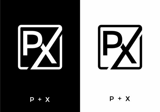 Black and white color of PX initial letter