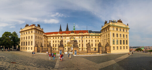 Fototapeta premium Hradcany Square with Matthias Gate, the main entrance to the first courtyard of Prague Castle, Prague, Czech Republic