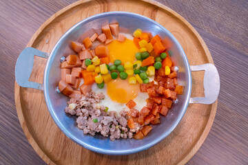 fried egg on a frying pan