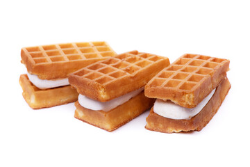 THree waffles stuffed souffle isolated