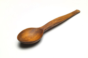 Wooden spoon on a white background. Wooden dishes. Isolate on a white background.