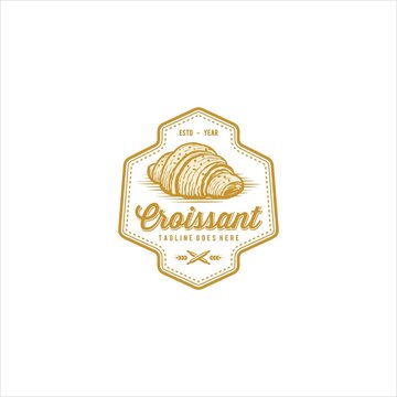 Bakery Croissant Cake Logo Design Vector Image