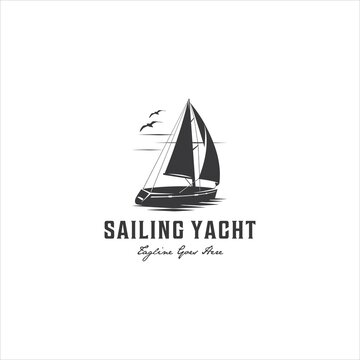 Yacht Sailing Navy Logo Design Vector Image