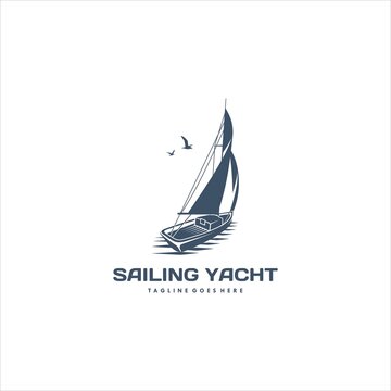 Sailing Yacht Logo Design Vector Image