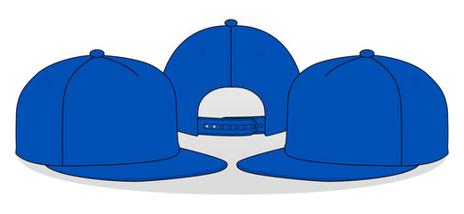 Blank Blue Hip Hop Cap Template Vector On White Background.