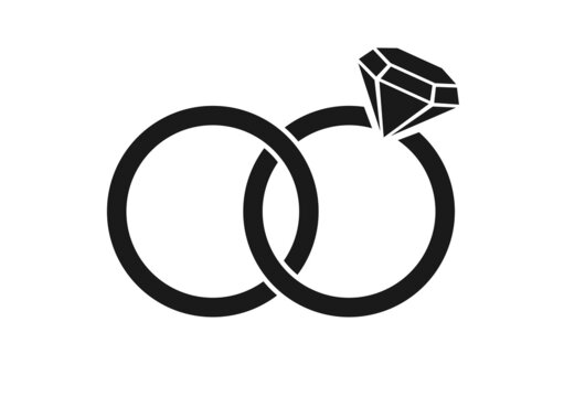 Vector wedding rings icon on background