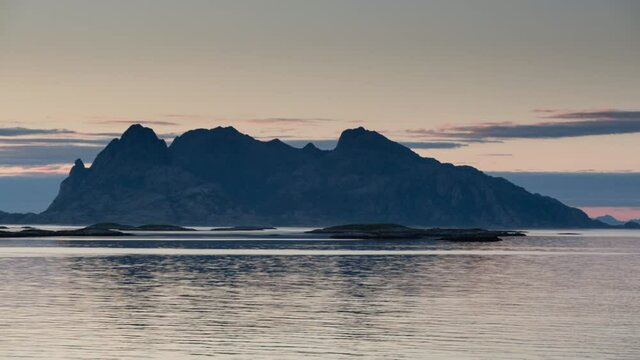 Midnight view of the Landgode island in Norway by summer.