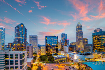 Charlotte city downtown skyline cityscape of North Carolina