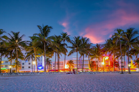 South Beach Miami Skyline,  Cityscape  In Florida