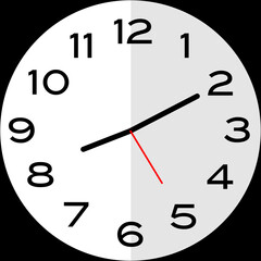 10 minutes past 8 o'clock analog clock icon