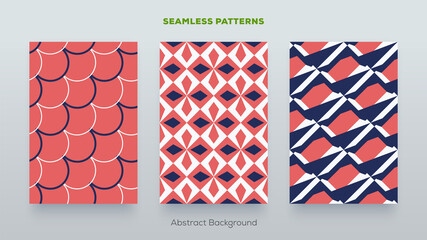Set of geometric abstract seamless patterns. Collection of modern backgrounds. Vector illustration design elements.