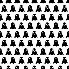 Ghosts wallpaper. Repeated vector black ghosts pattern. Vector and seamless.
