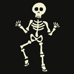 Vector skeleton flat style. Simple shape of bones skeleton. Funny illustration.