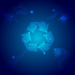 recycling icon made from a circuit board illustration