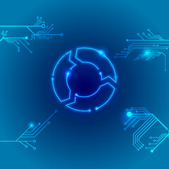 e-waste, recycling icon made from a circuit board illustration