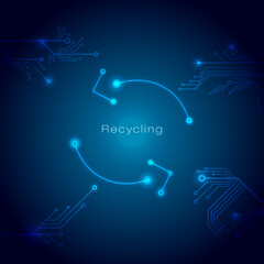 e-waste, recycling icon made from a circuit board illustration