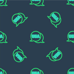 Line USA label icon isolated seamless pattern on blue background. United States of America. Vector