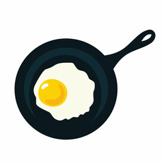 egg fried in a pan cooking illustration vector design