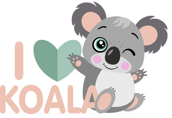 Cute koala with word text of i love koala