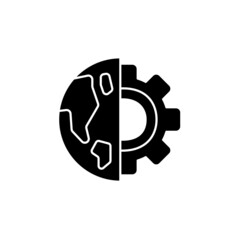 Earth science black glyph icon. Physical environment, solid surface inestigation. Earth science classes. World exploration. Silhouette symbol on white space. Vector isolated illustration