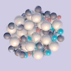 Beautiful abstract shape from spheres with textures. Close-up. 3D rendering. Abstract background for design. Futuristic illustration. Modern Art.