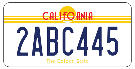 vehicle licence plates marking in California in United States of America - obrazy, fototapety, plakaty