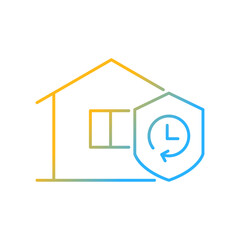 Durability gradient linear vector icon. Building materials reliability. House life expectancy. Building lifespan. Thin line color symbol. Modern style pictogram. Vector isolated outline drawing