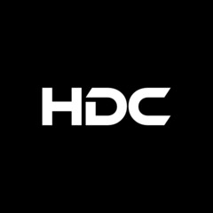 HDC letter logo design with black background in illustrator, vector logo modern alphabet font overlap style. calligraphy designs for logo, Poster, Invitation, etc.