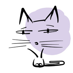 A stylized black cat for halloween sits and looks