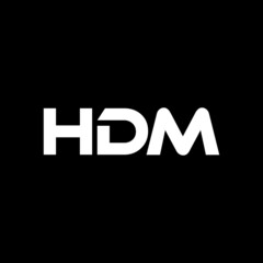 HDM letter logo design with black background in illustrator, vector logo modern alphabet font overlap style. calligraphy designs for logo, Poster, Invitation, etc.